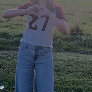 Cotton On White and Maroon Raglan Tee